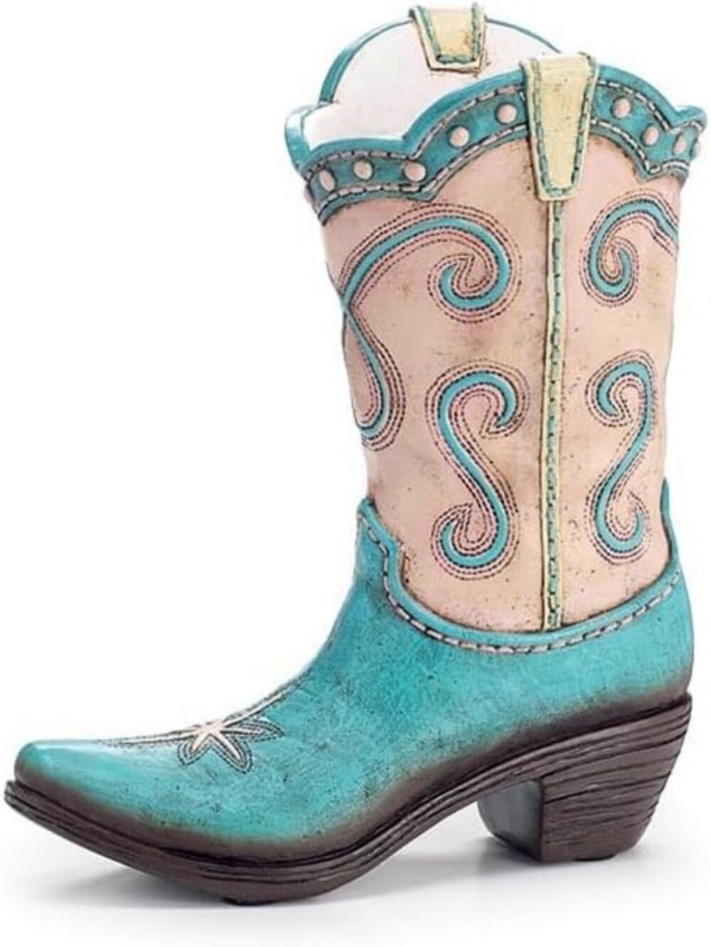 Resin Cowgirl Boot Vase - 9.25" Height, Rustic Holiday Decor & Kitchen Accent